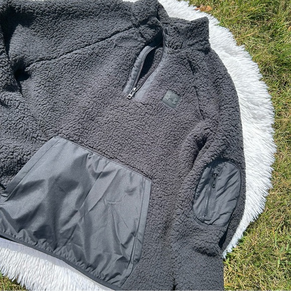 Under Armour Black Teddy Pullover Quarter Zip Fleece Jacket Women’s Size Medium - Picture 9 of 12